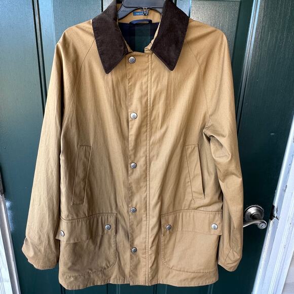 Biltmore Mens Barn Coat Jacket M Corduroy Collar Plaid Lined Utility Field Style - Picture 1 of 9